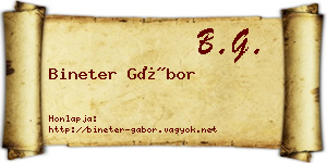 Bineter Gábor névjegykártya